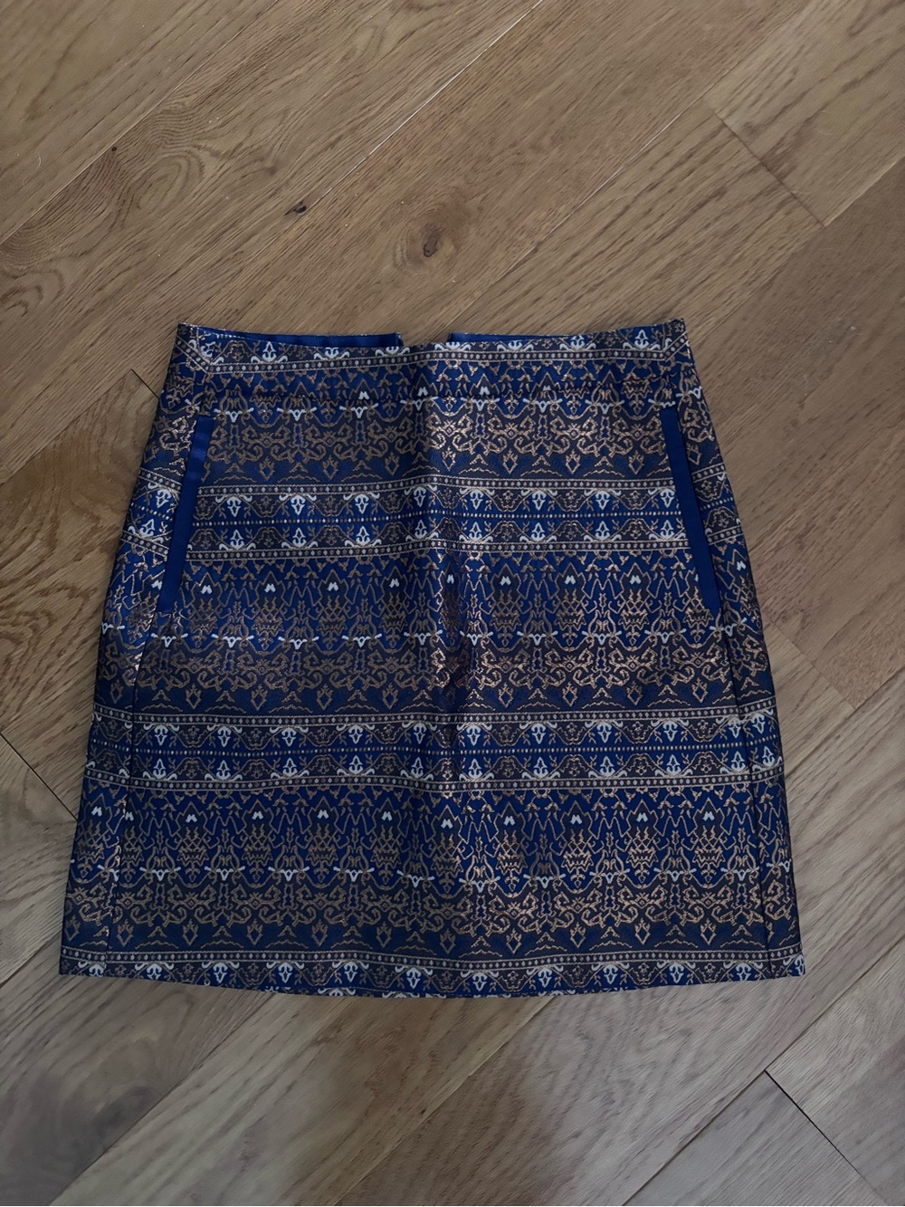 Navy and Gold Massimo Dutti Women's Skirt